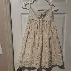 Zara Cream Eyelet Sundress with Knit Bodice